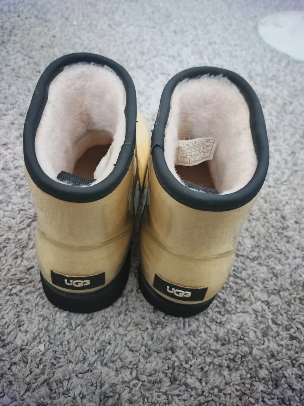 UGG Women's Short Waterproof Rain Boots in Chestnut and Black Trim
